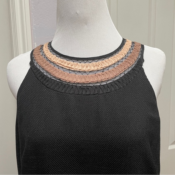 Ann Taylor sheath black dress size 4 with neckline detailing - Picture 2 of 9